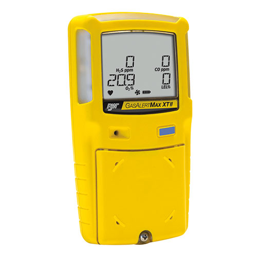 detector de gás na cor amarela com tela na parte superior