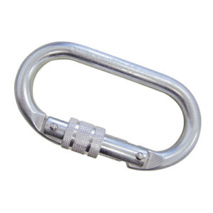 um mosquetão oval e prateado