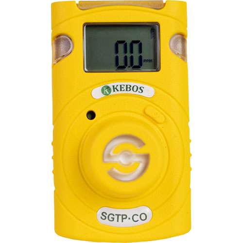 Detector de gás portátil na cor amarelo com visor na parte superior, luzes laterais e um botao praticamente no centro. modelo: KBS SGT-P