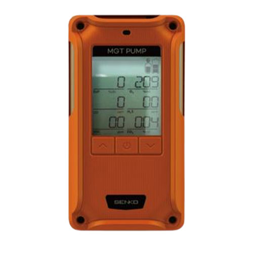 detector de gás na cor laranja com pequeno visor e três botões modelo: KBS MGT Pump